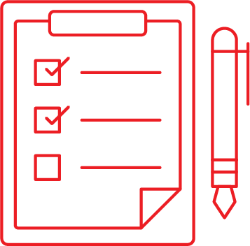 Assessment form with pen and clipboard paper icon