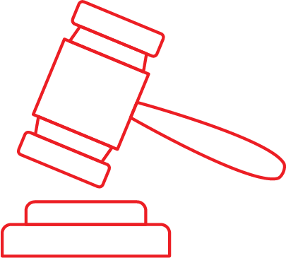 Outline of a judge's gavel or hammer